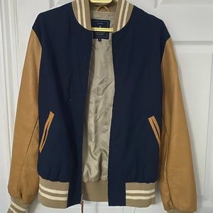 Frank & Oak Varsity Jacket with Genuine Leather Sleeves